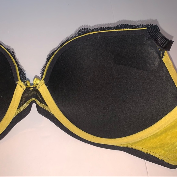 La SENZA shiny neon green push-up bra with black lace size 36 C like new - Picture 5 of 11
